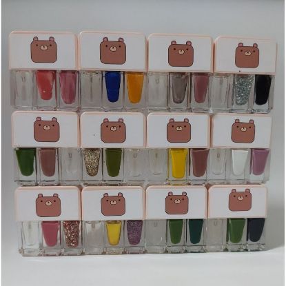 تصویر  لاک ناخن 3 قلو طرح خوک Nail polish pig designs