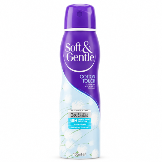 تصویر  اسپری ضد تعریق سافت اند جنتل Soft & Gentle مدل Cotton Touch حجم 150 میل